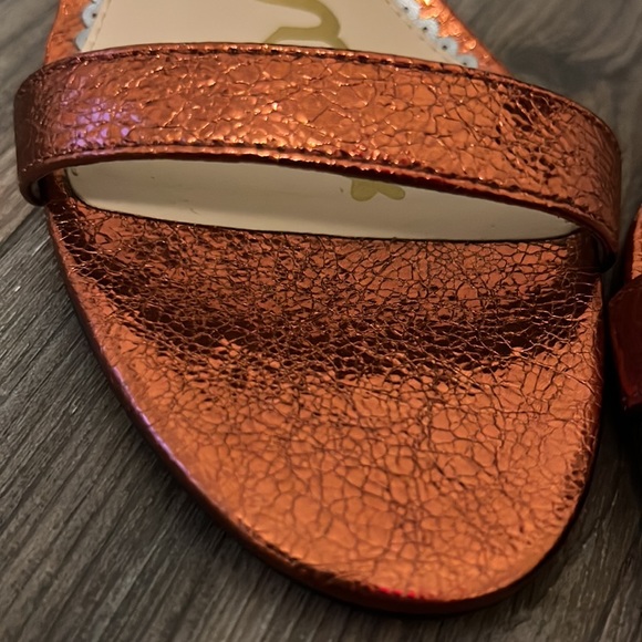 HP 🥳 Sam Edelman “Patti” Auburn Crinkle Leather Sandals 7.5M - Picture 9 of 10